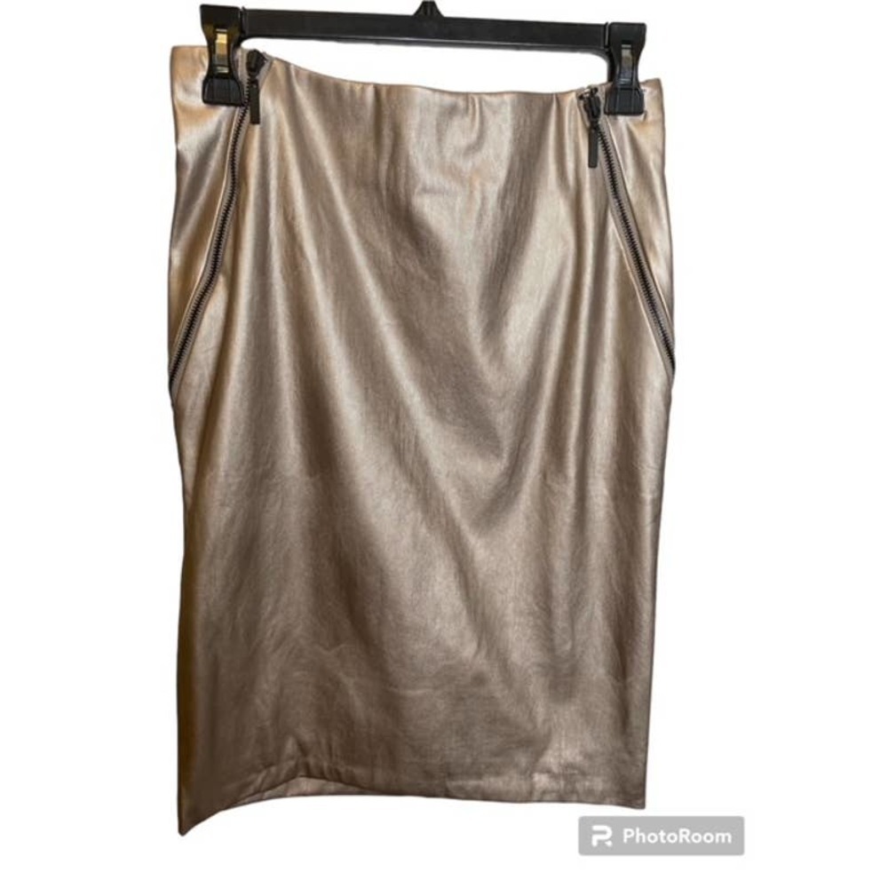 GILI Faux Leather Pencil Skirt Zipper Taupe Luster‎ Size 2 Petite NWOTs
